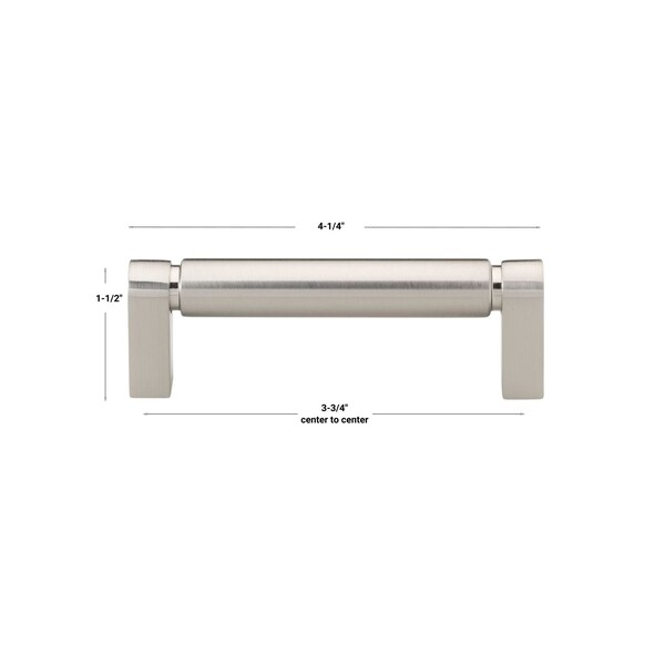 Gliderite Hardware 3-3/4 in. Center to Center Smooth Bar Pull - 4787-96-SN, 10PK - 4787-96-SN-10