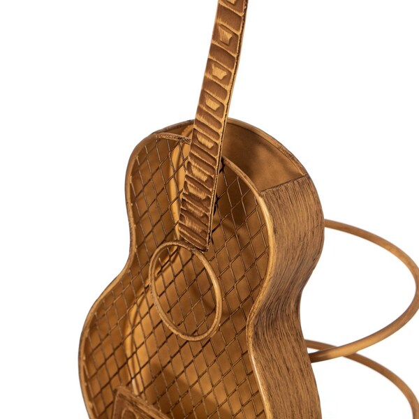 Vintiquewise Decorative Metal Guitar Shape Wine Bottle and Cork Holder - A Unique Home Decor Piece and - QI004681