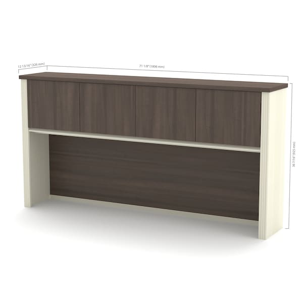 Bestar Prestige + 72W Hutch for Desk Shell, White Chocolate & Antigua - 99520-2152
