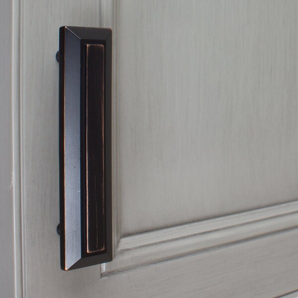Gliderite Hardware 3 in. Center to Center Oil Rubbed Bronze Grooved Rectangle Cabinet Pull - 4362-ORB, 25PK - 4362-ORB-25