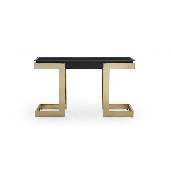Homeroots 52 x 18 x 43 in. Black Polished Gold Stainless Console Table - 372164