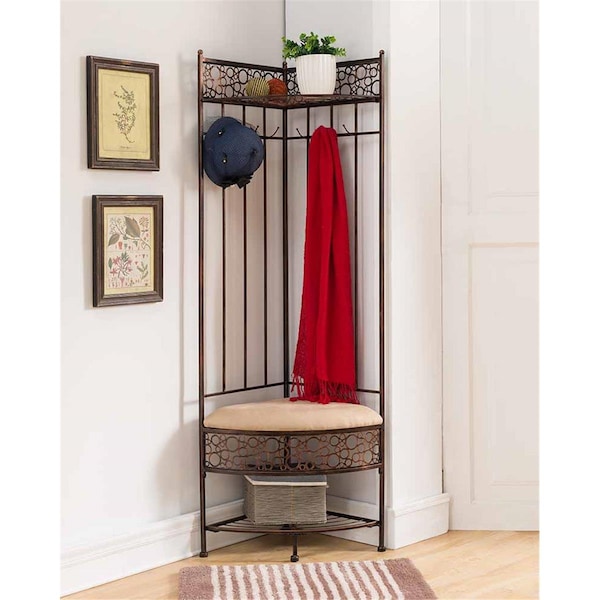 Sleep Ez 70.5 x 26 x 19 in. Metal Corner Hall Tree - Copper - SL2998352