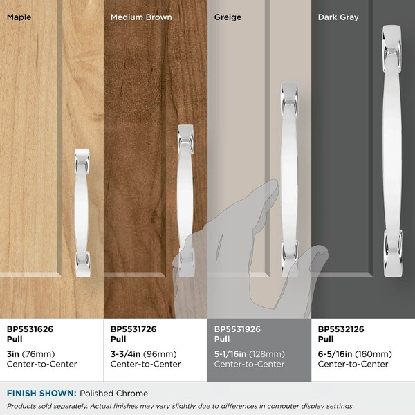 Amerock Highland Ridge 5-1/16 in 128 mm Center-to-Center Polished Chrome Cabinet Pull - BP5531926