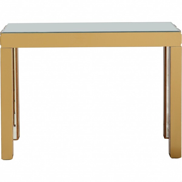Homeroots 31 x 43.25 x 15 in. Gold Square Reflective Mirror Console Table - 396846