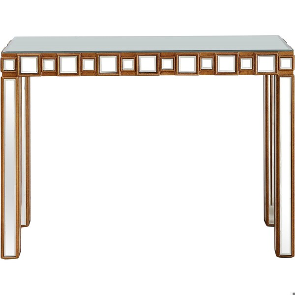 Homeroots 31 x 43.25 x 15 in. Gold Square Reflective Mirror Console Table - 396846
