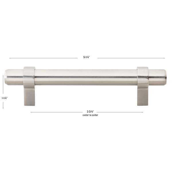 Gliderite Hardware 3-3/4 in. Center to Center Satin Nickel Solid Steel Bar Pull - 4006-96-SS, 10PK - 4006-96-SS-10