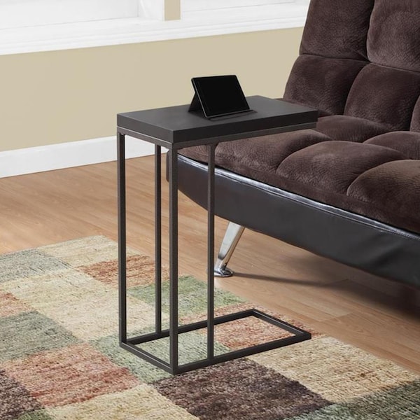 Homeroots 25.25 in. Cappuccino Particle Board & Bronze Metal Accent Table - 333019