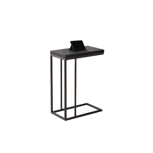 Homeroots 25.25 in. Cappuccino Particle Board & Bronze Metal Accent Table - 333019