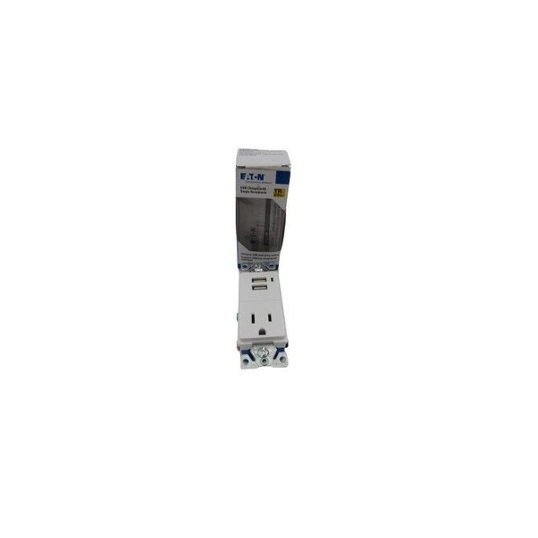 Eaton Wiring Devices COMBINATION USB CHARGER WITH RECEPTACLE - TR7740W-BOX
