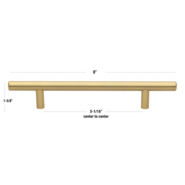 Gliderite Hardware 5-1/16 in. Center to Center Satin Gold Solid Steel Bar Pull - 5008-128-SG, 5PK - 5008-128-SG-5