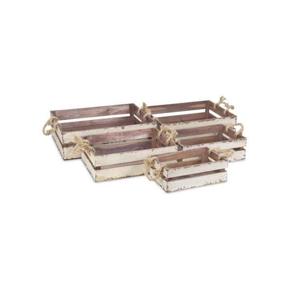 Cheungs Wooden Slatted Crate with Rope Handle - Set of 5 - FP-3885-5BR