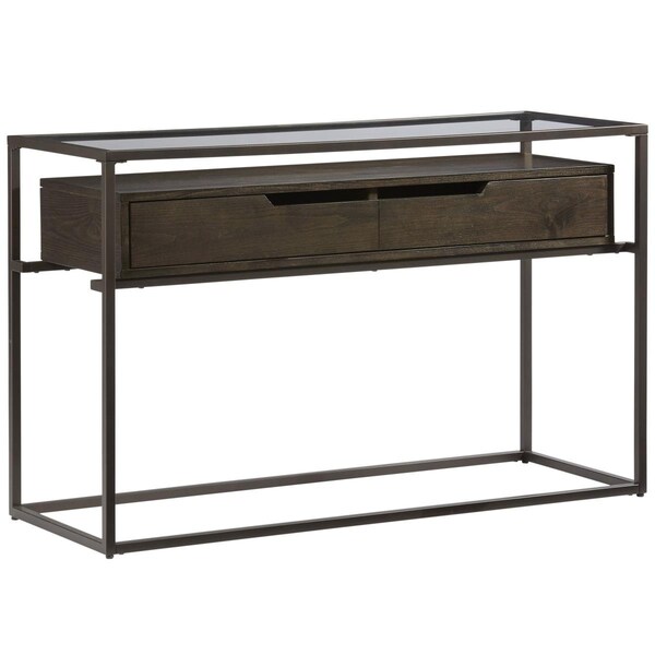 Progressive Furniture Presidio Sofa/Console Table in Contemporary Umber - T136-05