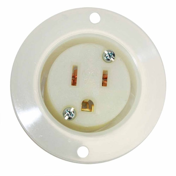 Superior Electric Std Receptacle Flange 2-Pole 3-Wire 15A 125V NEMA 5-15R - YGF047F