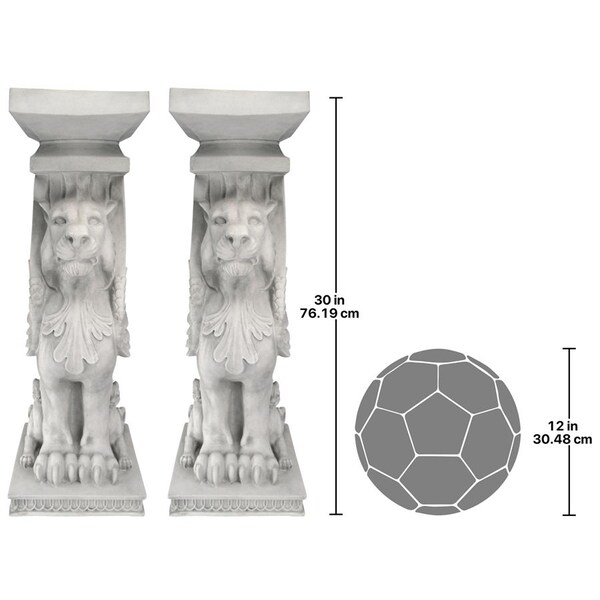 Design Toscano Trapezophoron Sculptural Winged Lion Pedestal, PK 2 - JE9122391
