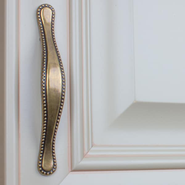 Gliderite Hardware 3 in. Center to Center Antique Brass Beaded Cabinet Pull - 4554-AB, 25PK - 4554-AB-25