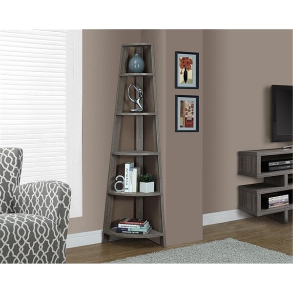 Monarch Specialties Dark Taupe Reclaimed-Look 72 H Inch Corner Accent Etagere - MO442647