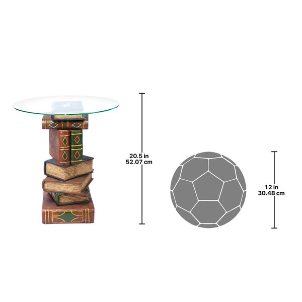Design Toscano Stacked Volumes Sculptural Glass-Topped Book Table - KY4049