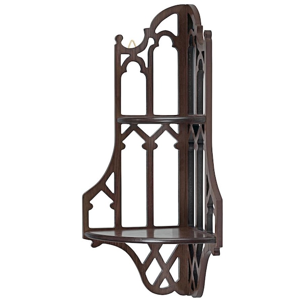Design Toscano Canterbury Cathedral Gothic Wooden Corner Shelf - BN1325