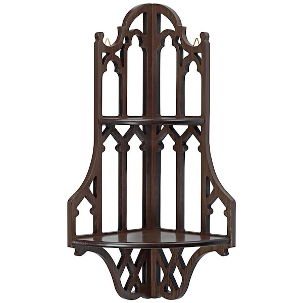 Design Toscano Canterbury Cathedral Gothic Wooden Corner Shelf - BN1325