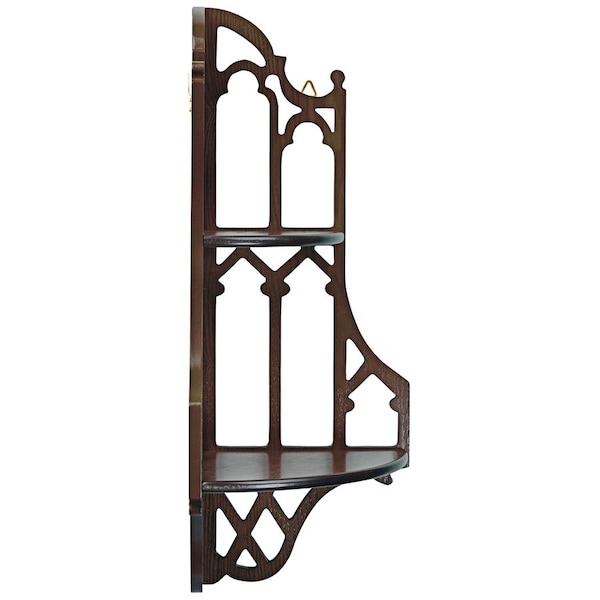 Design Toscano Canterbury Cathedral Gothic Wooden Corner Shelf - BN1325