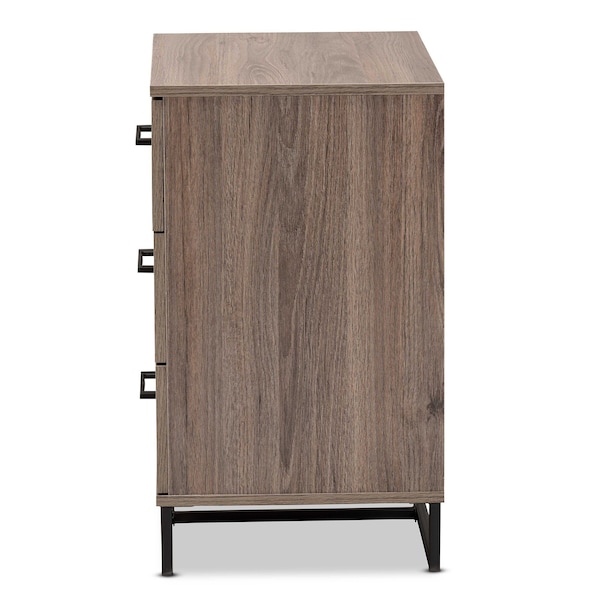 Baxton Studio Daxton Modern & Contemporary Rustic Oak Finished Wood 3-Drawer Storage Chest - 202-11307