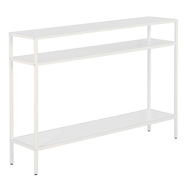 Henn & Hart Ricardo Console Table with Metal Shelves, Matte White - AT1033