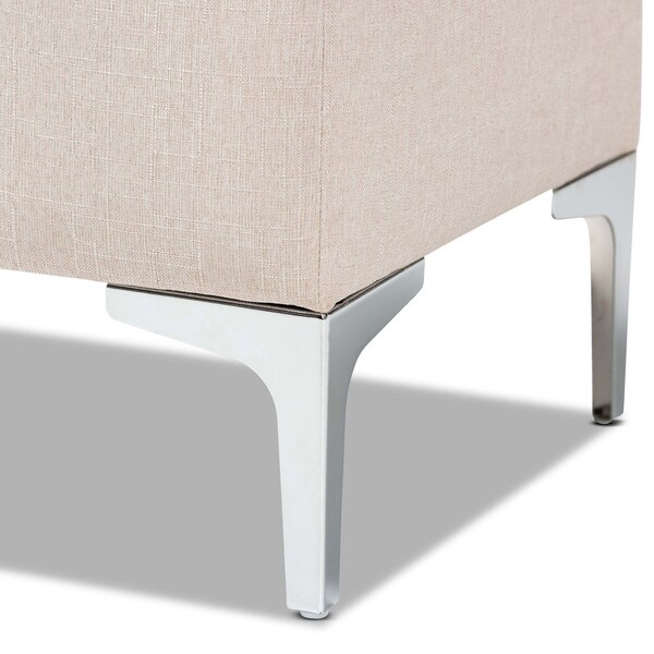 Baxton Studio Mabel Modern and Contemporary Transitional Beige Fabric and Silver Finished Metal Storage Ottoman - 175-11229-ZORO