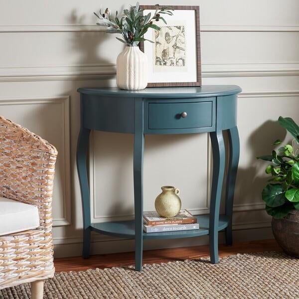 Safavieh Jan Demilune Small Console Table- Slate Teal - 35.4 x 16.5 x 35.4 in. - AMH6569C
