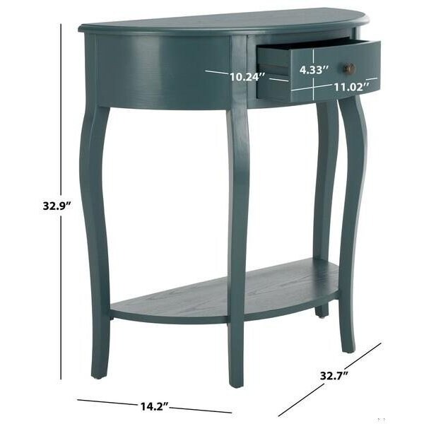 Safavieh Jan Demilune Small Console Table- Slate Teal - 35.4 x 16.5 x 35.4 in. - AMH6569C