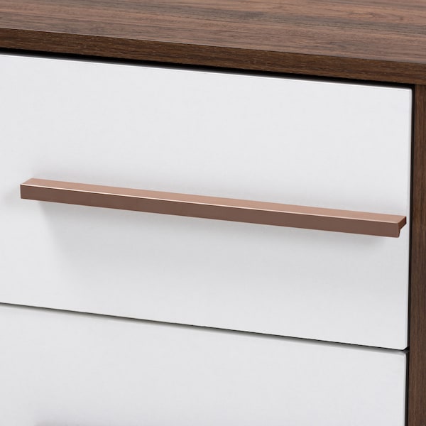 Baxton Studio Mette Mid-Century White and Walnut Finished 2-Drawer Wood Nightstand - 157-9526