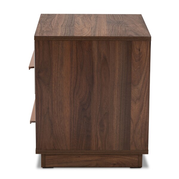 Baxton Studio Mette Mid-Century White and Walnut Finished 2-Drawer Wood Nightstand - 157-9526