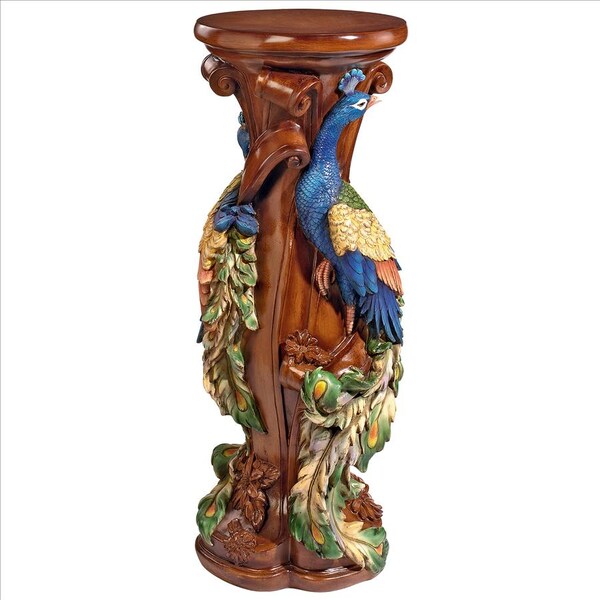 Design Toscano Chateau de Saumer Peacock Sculptural Pedestal - KY77427