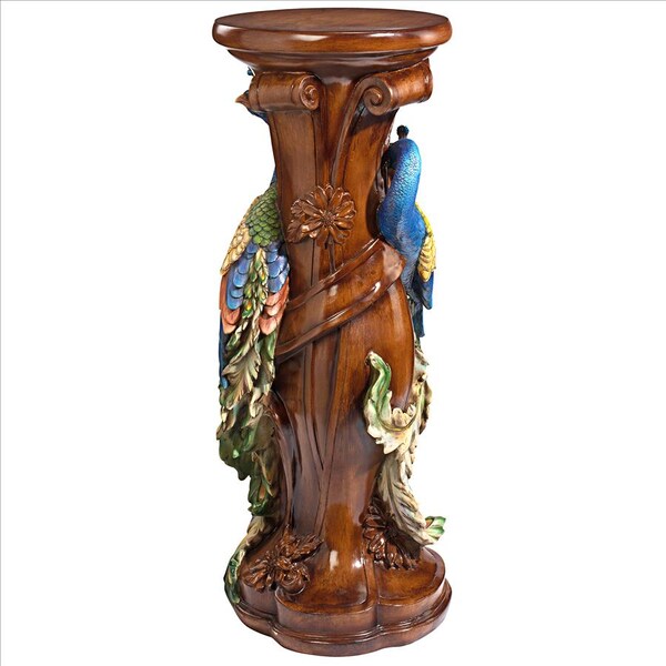 Design Toscano Chateau de Saumer Peacock Sculptural Pedestal - KY77427