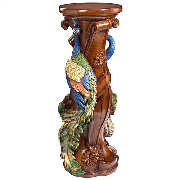 Design Toscano Chateau de Saumer Peacock Sculptural Pedestal - KY77427