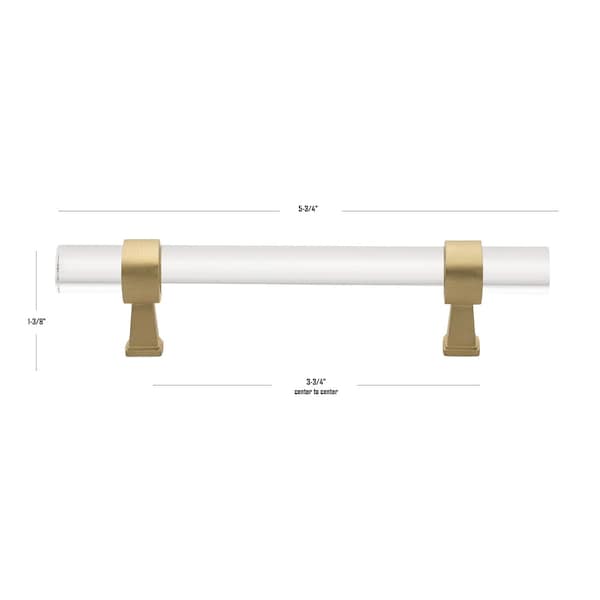 Gliderite Hardware 3-3/4 in. Center to Center Clear Acrylic Cabinet Pull Satin Gold, 10PK - 4718-96-SG-10