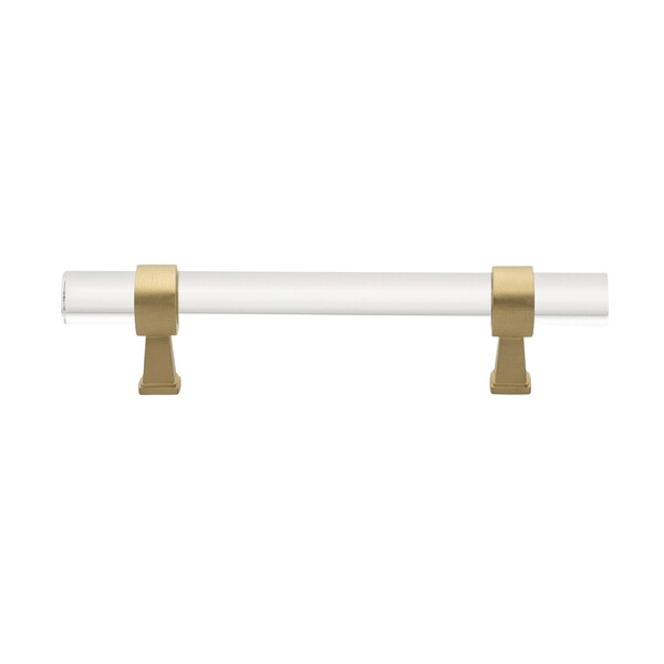 Gliderite Hardware 3-3/4 in. Center to Center Clear Acrylic Cabinet Pull Satin Gold, 10PK - 4718-96-SG-10