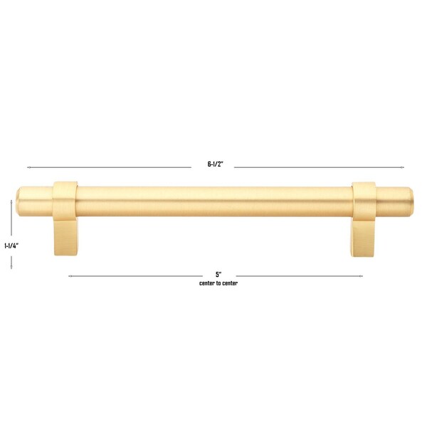 Gliderite Hardware 5-1/16 in. Center to Center Satin Gold Solid Steel Bar Pull - 4007-128-SG, 5PK - 4007-128-SG-5