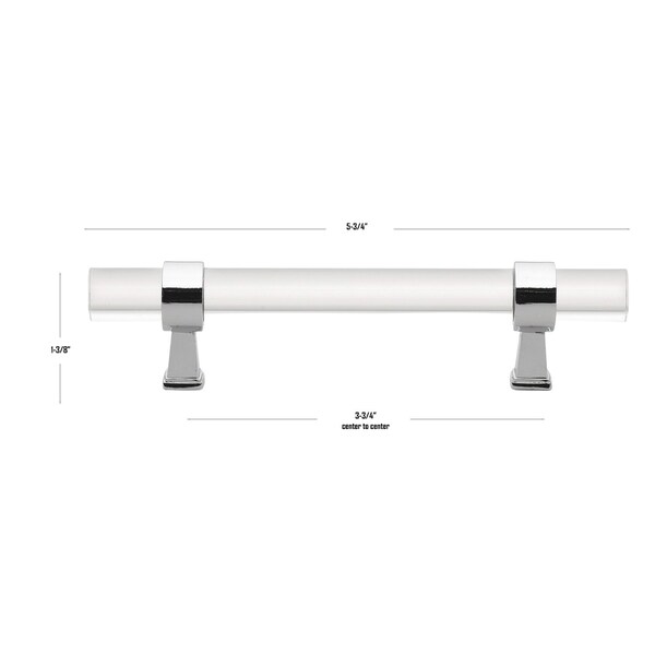 Gliderite Hardware 3-3/4 in. Center to Center Clear Acrylic Cabinet Pull Polished Chrome, 5PK - 4718-96-PC-5