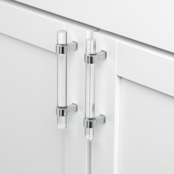 Gliderite Hardware 3-3/4 in. Center to Center Clear Acrylic Cabinet Pull Polished Chrome, 5PK - 4718-96-PC-5