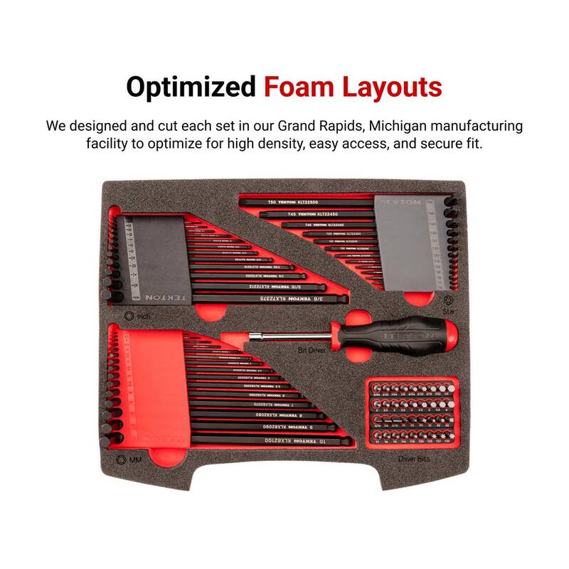 TEKTON L- Key and Bit Driver Set with Open Top Drawer and Rack, 78-Piece (0.050 - 3/8 in., 1.3 - 10 mm, #1 - #3, T7 - T30) - OLB94801