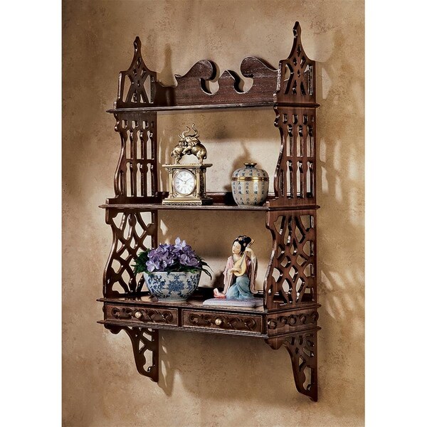 Design Toscano Chinese Chippendale-Style Hardwood Curio Shelves - AF8042