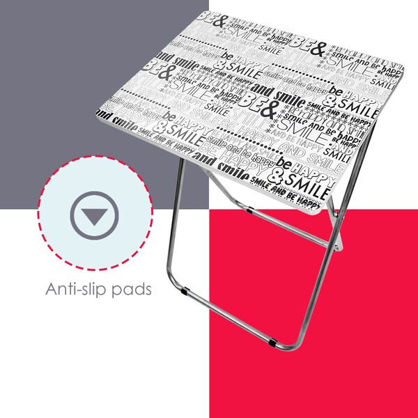 Home Basics Home Basics Happy Multi-Purpose Foldable Table, Black/White - ZOR96327