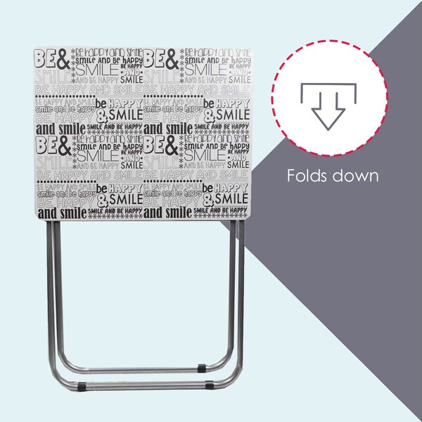 Home Basics Home Basics Happy Multi-Purpose Foldable Table, Black/White - ZOR96327