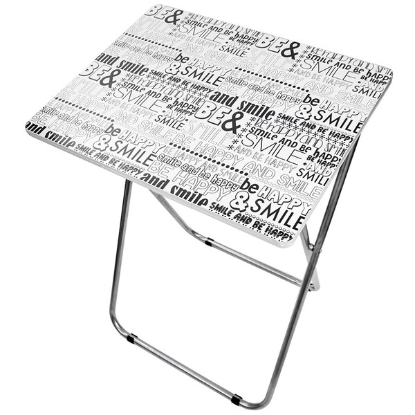 Home Basics Home Basics Happy Multi-Purpose Foldable Table, Black/White - ZOR96327