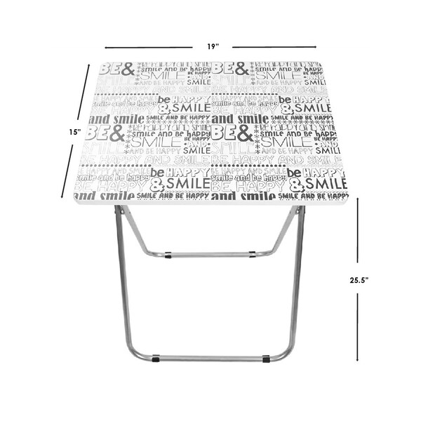 Home Basics Home Basics Happy Multi-Purpose Foldable Table, Black/White - ZOR96327