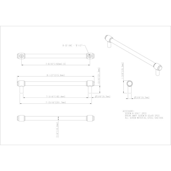 Jeffrey Alexander 192 mm Center-to-Center Satin Bronze Hayworth Cabinet Bar Pull - 885-192SBZ