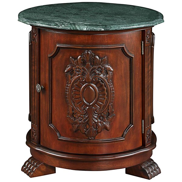 Design Toscano Tambour Manor Marble-Topped Drum Accent Table - DY120704