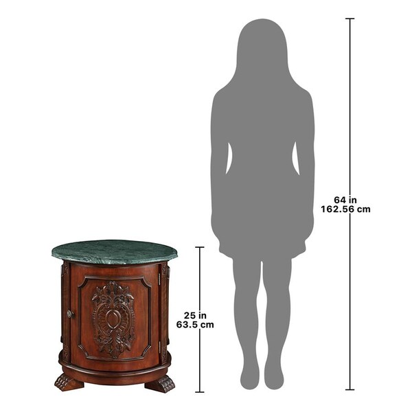 Design Toscano Tambour Manor Marble-Topped Drum Accent Table - DY120704