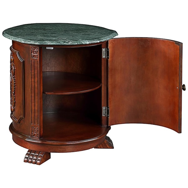 Design Toscano Tambour Manor Marble-Topped Drum Accent Table - DY120704