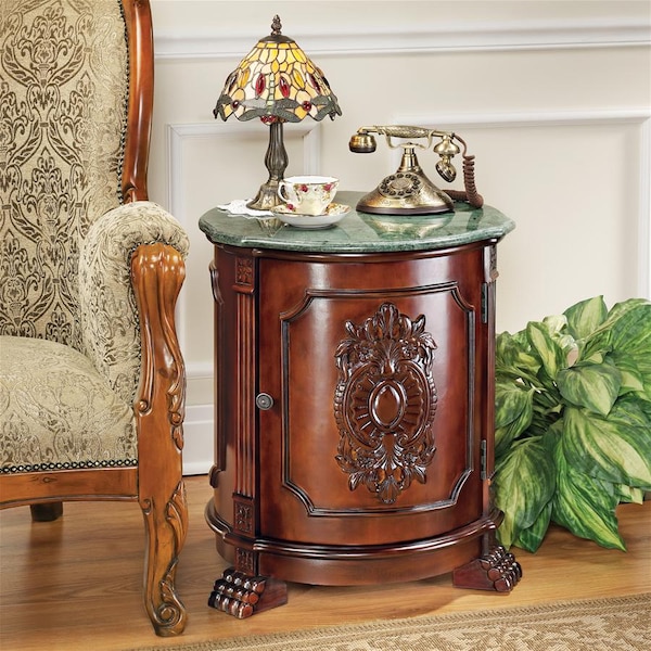 Design Toscano Tambour Manor Marble-Topped Drum Accent Table - DY120704